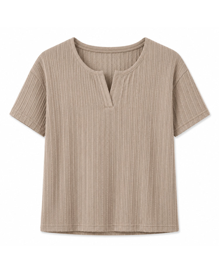 Khaki Ribbed Short Pyjama Set
