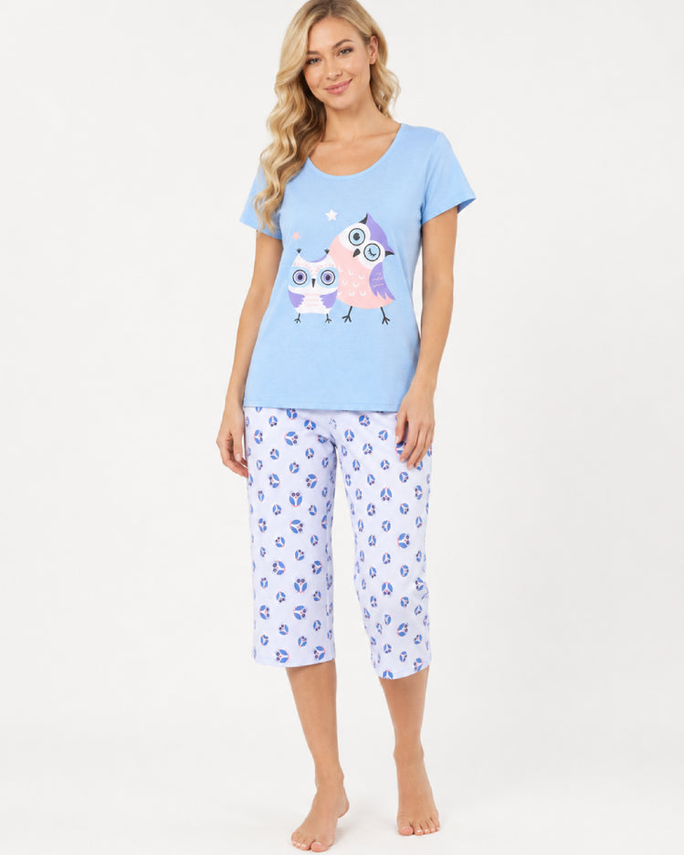 Lucky Owl French-Style Capri Pyjama Set