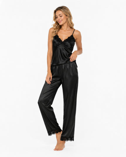 Black 5-Piece Satin Pyjama Set