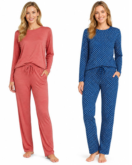 Navy & Coral 2-Pack Pyjama Sets