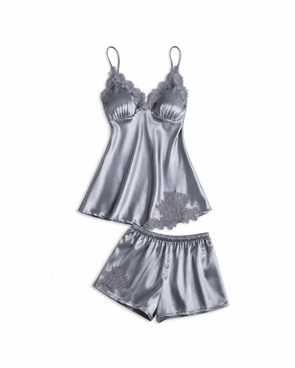 Silver 5-Piece Satin Pyjama Set