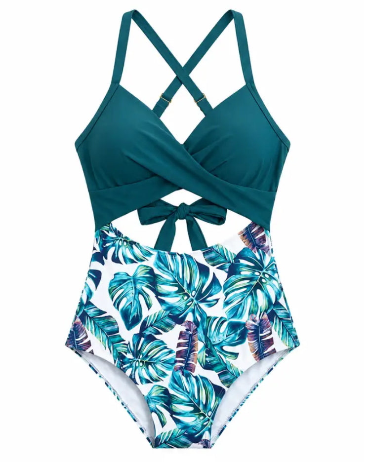 Wrap Tie-Back Tummy Control One Piece Swimsuit