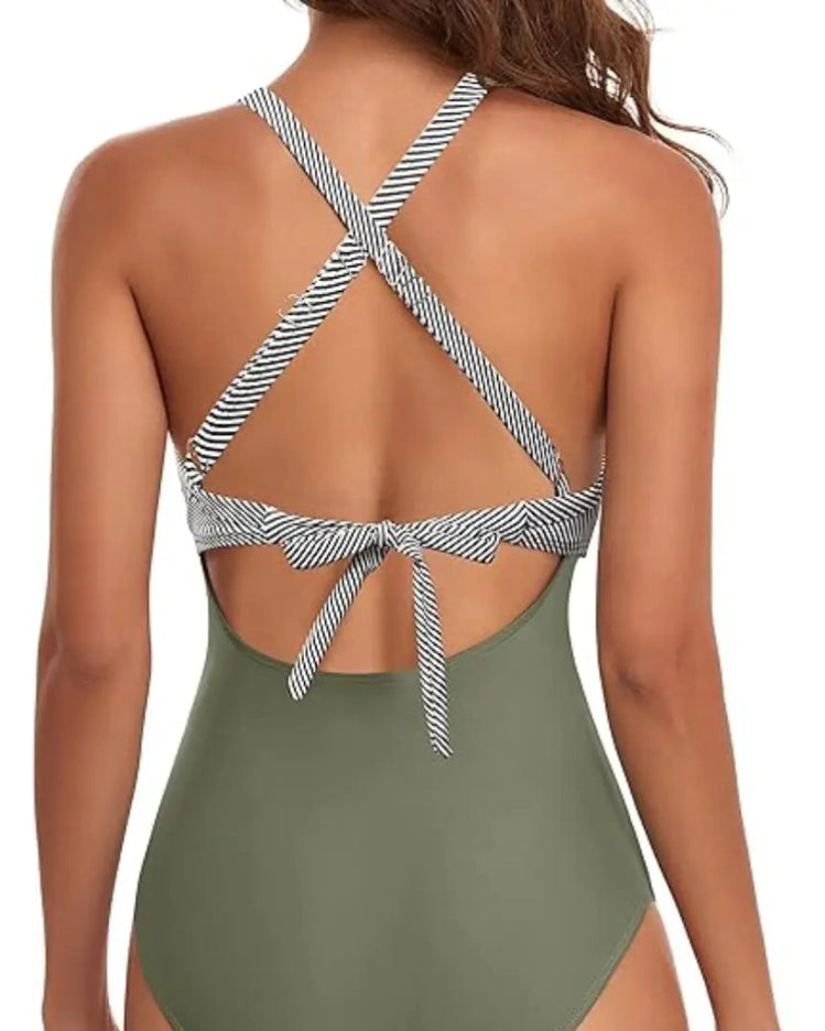 Wrap Tie-Back Tummy Control One Piece Swimsuit