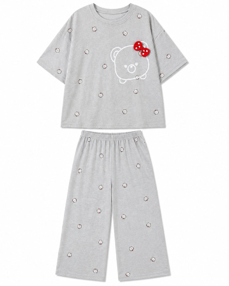 Bow Bear French-Style Capri Pyjama Set