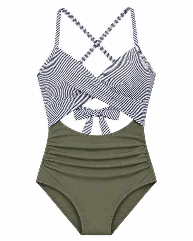 Wrap Tie-Back Tummy Control One Piece Swimsuit