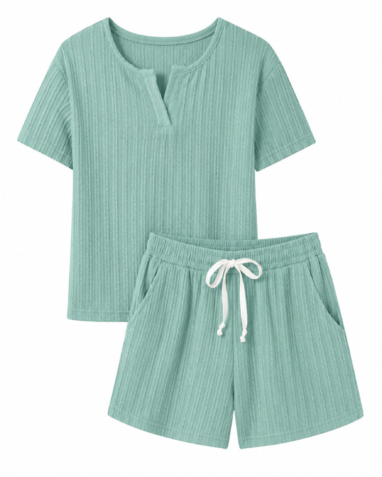 Sage Green Ribbed Short Pyjama Set