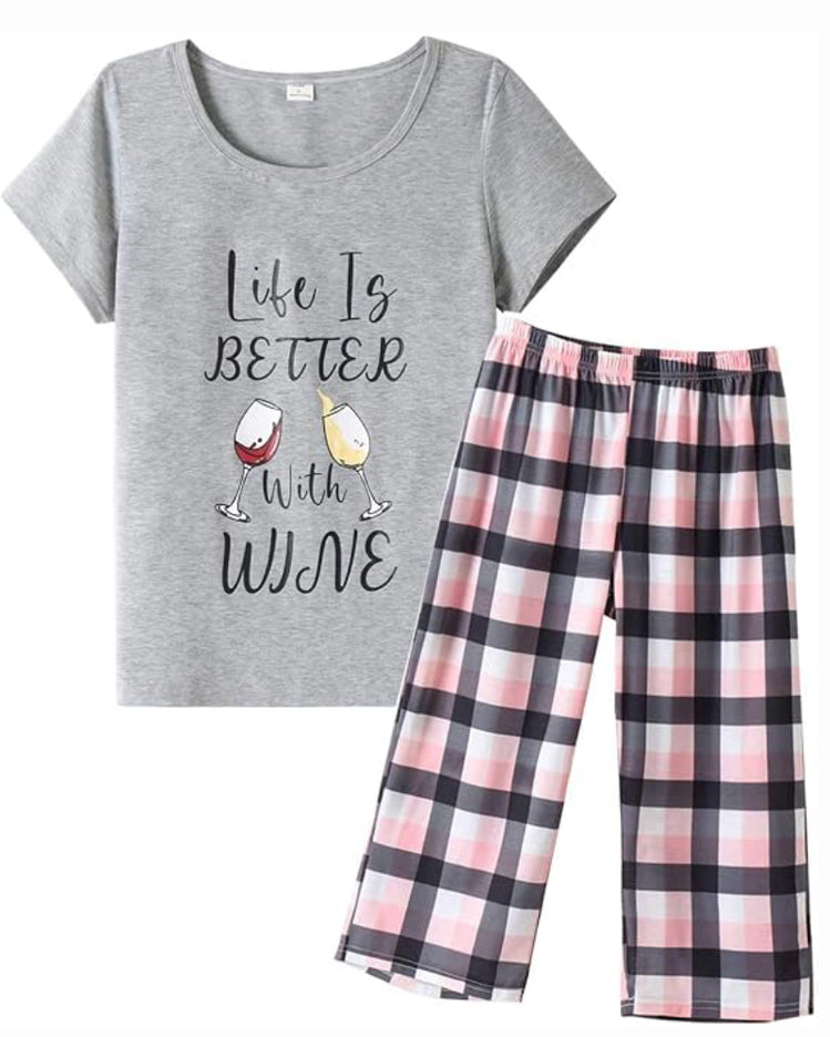 Wine Time French-Style Capri Pyjama Set