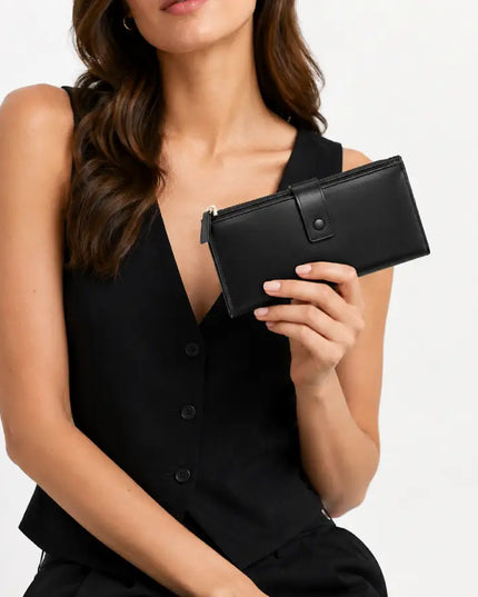 Waxed Black Leather Wallet