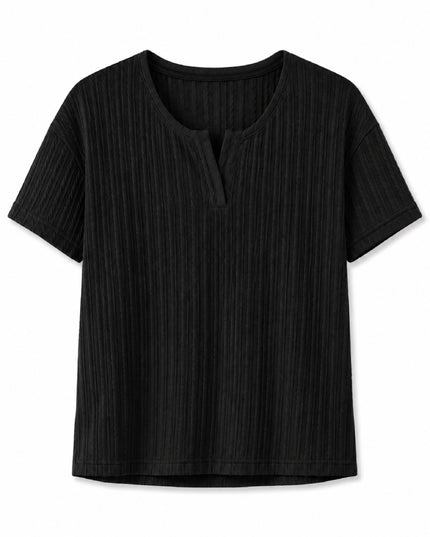 Black Ribbed Short Pyjama Set