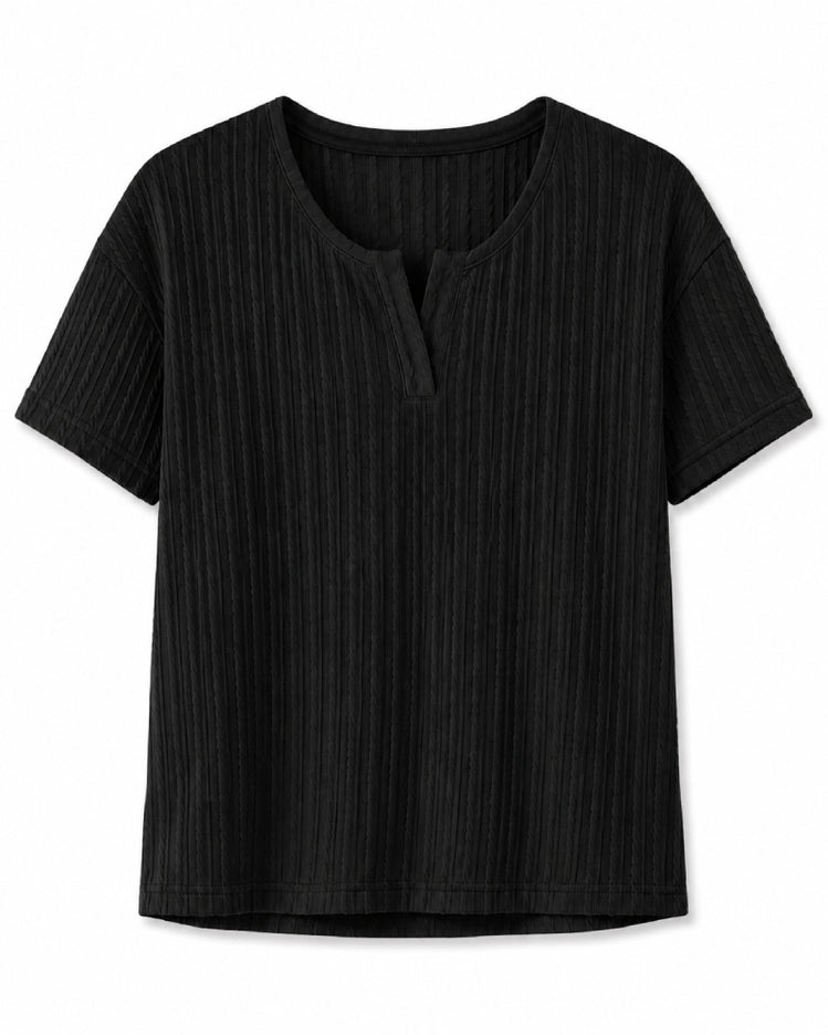Black Ribbed Short Pyjama Set