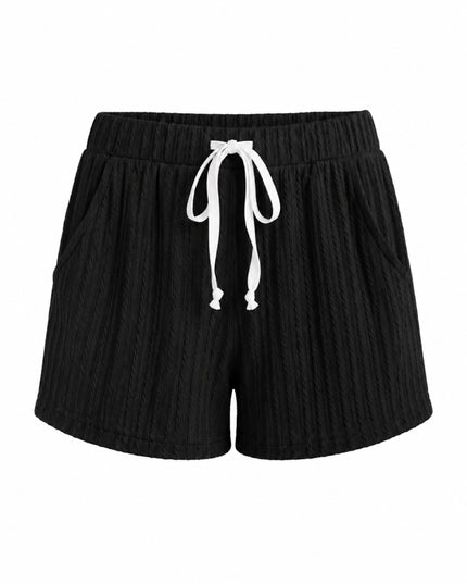 Black Ribbed Short Pyjama Set