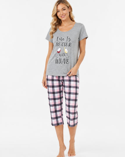Wine Time French-Style Capri Pyjama Set