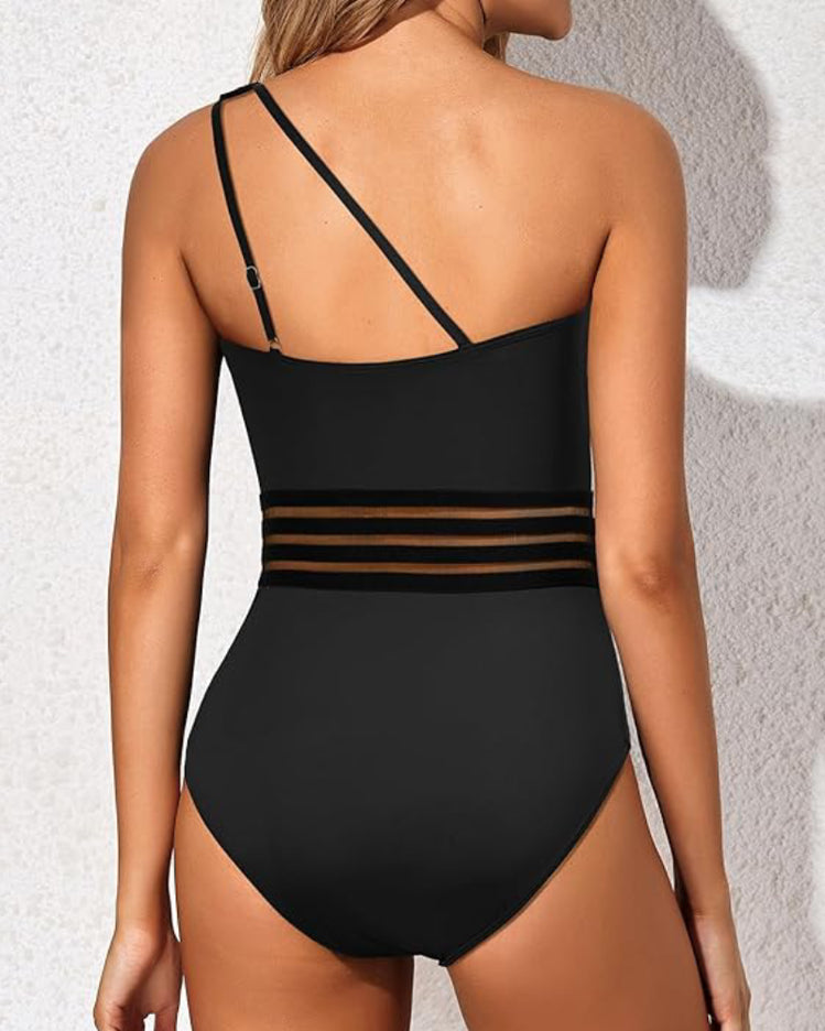 One-Shoulder Keyhole One Piece Swimsuit