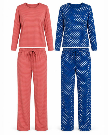 Navy & Coral 2-Pack Pyjama Sets