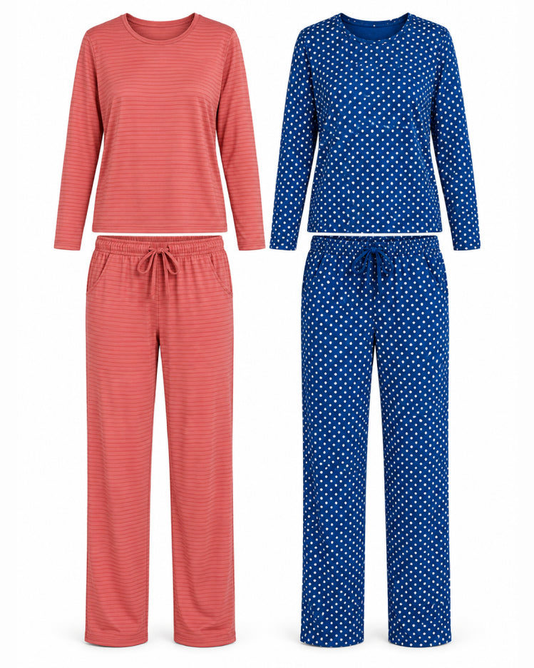 Navy & Coral 2-Pack Pyjama Sets