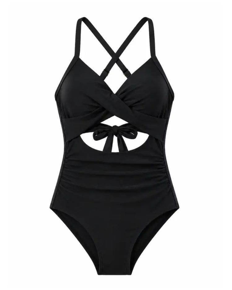 Wrap Tie-Back Tummy Control One Piece Swimsuit
