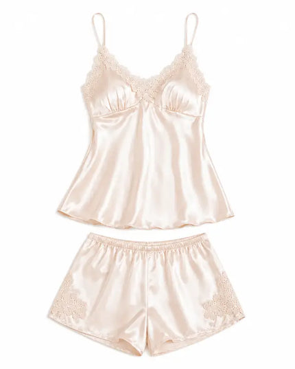 Champagne 5-Piece Satin Pyjama Set