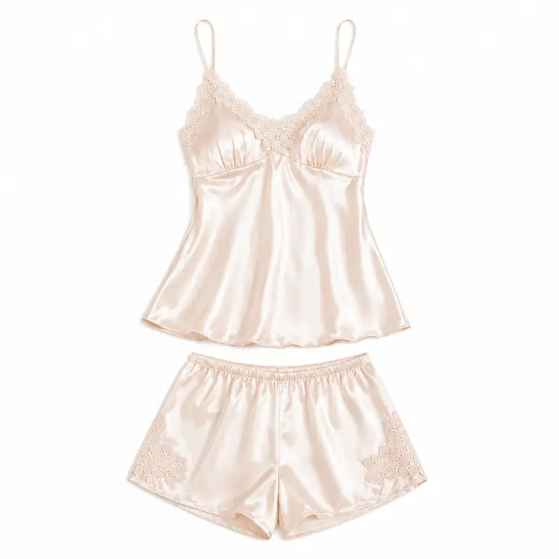 Champagne 5-Piece Satin Pyjama Set