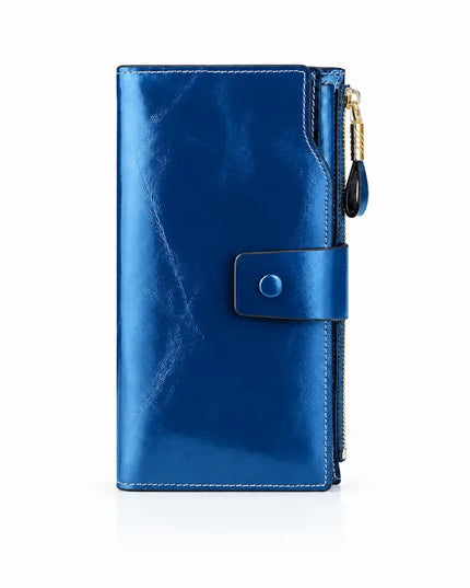 Waxed Navy Blue Leather Wallet