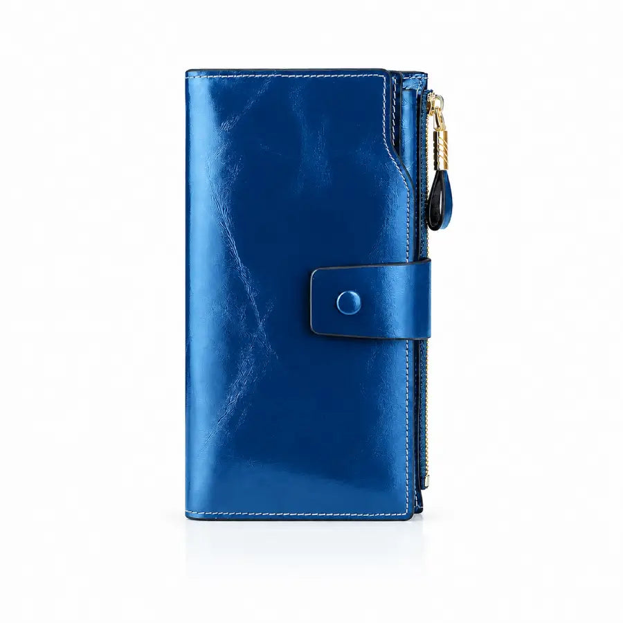 Waxed Navy Blue Leather Wallet