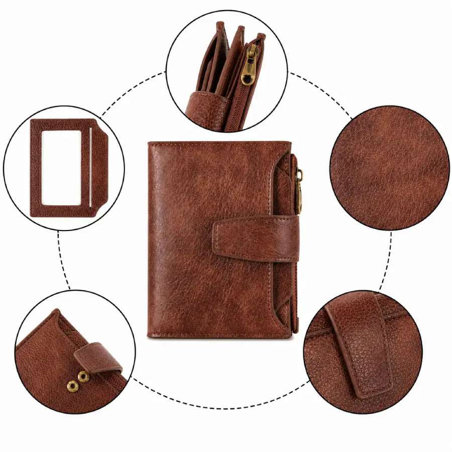 Cognac Veloria Leather Wallet