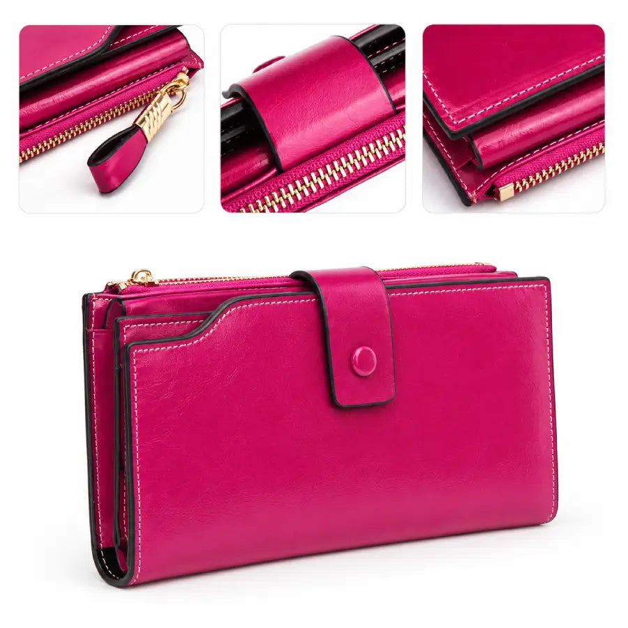 Waxed Pink Leather Wallet
